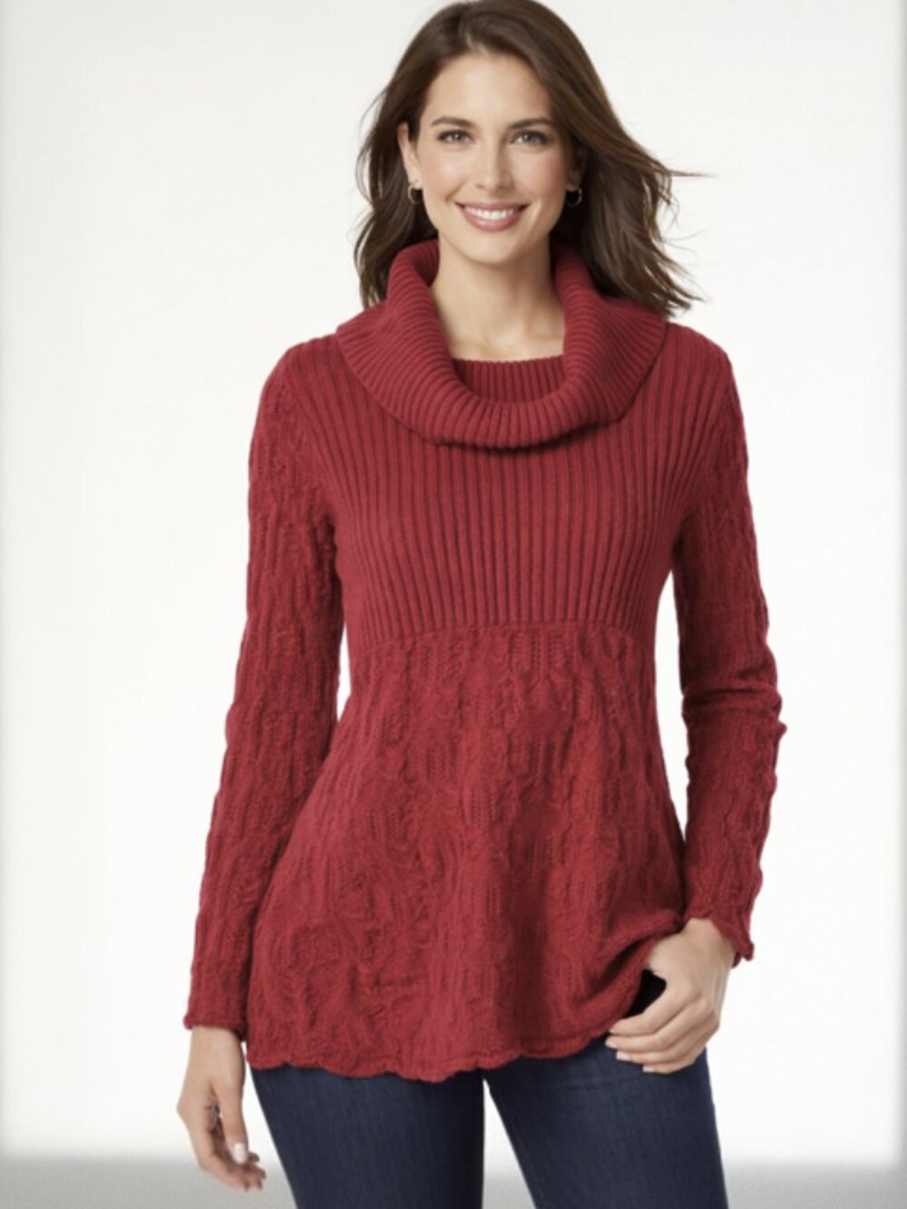 Style & Co Cowl Neck Ribbed Cable Knit Sweater